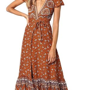 NWT ZESICA Floral Maxi Wrap Dress